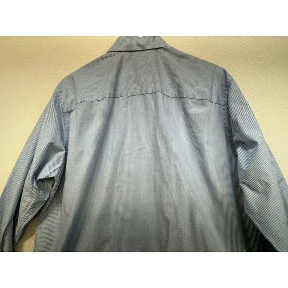Calvin Klein & Co. Mens Dress Shirt Size L Blue Striped Long-Sleeve Workwear - Picture 11 of 12